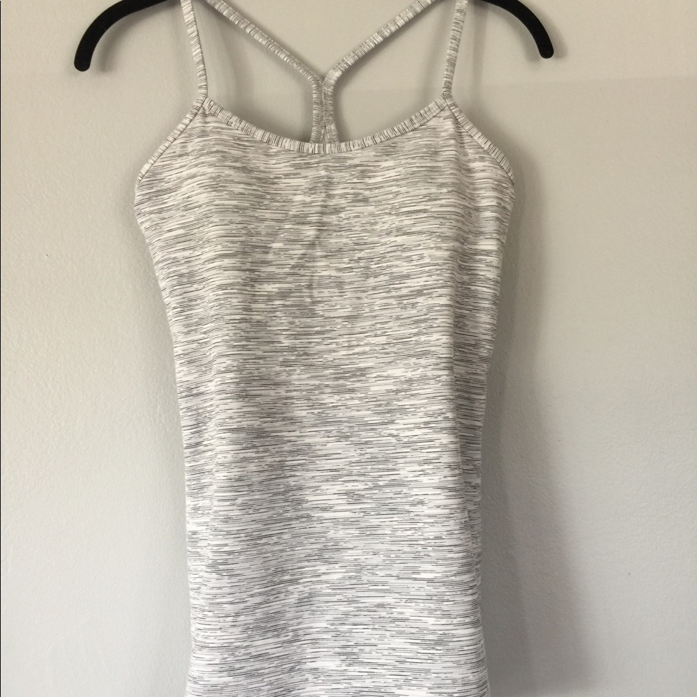 Lululemon Power Y tank, gray, white, black stripe